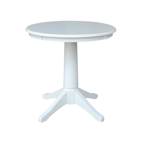 International Concepts Round 30 in Round Top Pedestal Table, 28.9 inH, White, 30 in W, 30 in L, 29.9 in H, Wood, White K08-30RT-27B - main